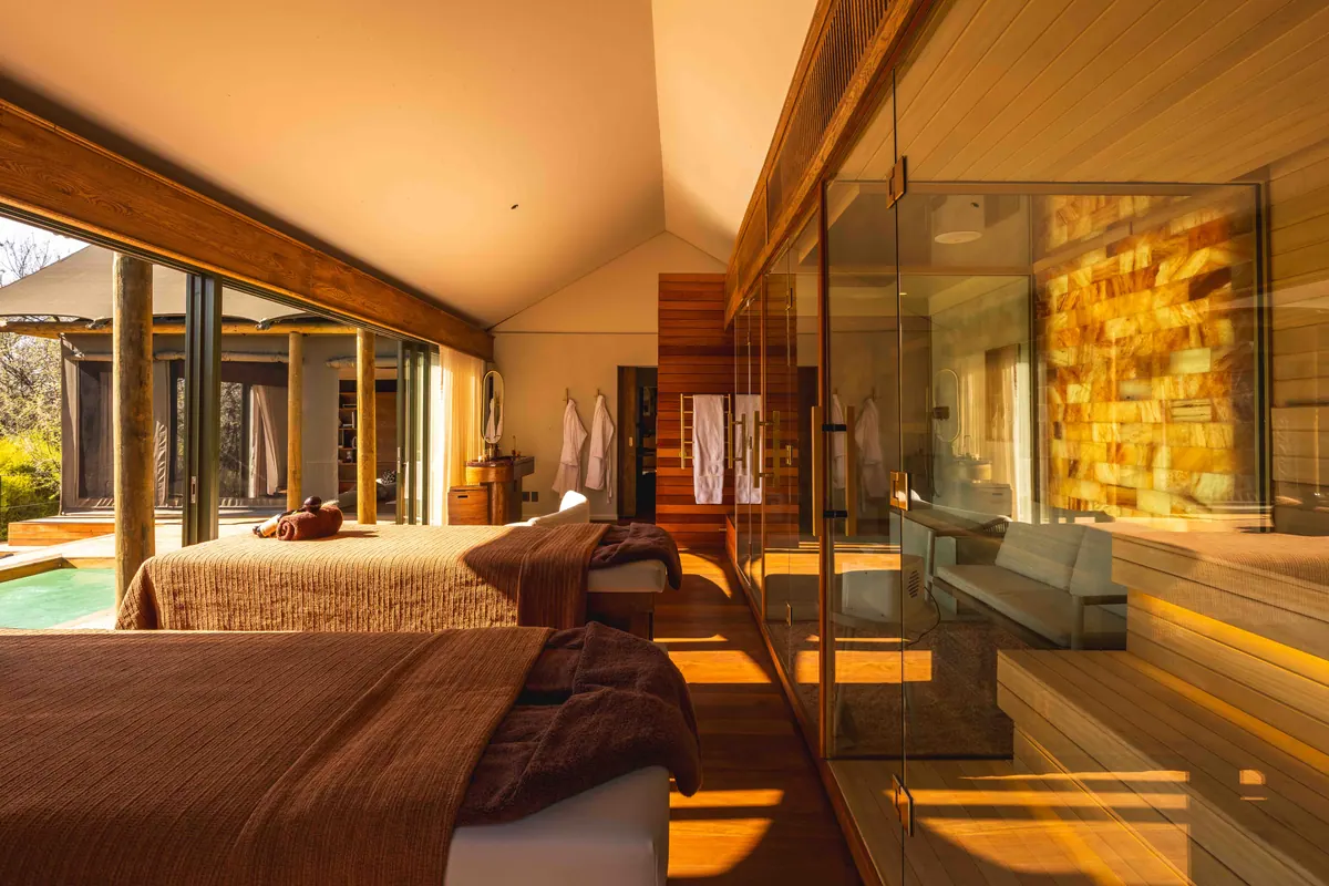 Bedroom glowing beside the salt wall