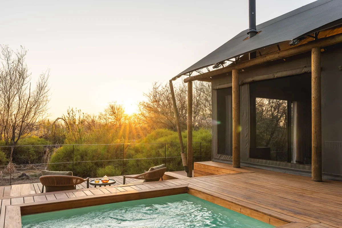 The plunge pool at sunrise
