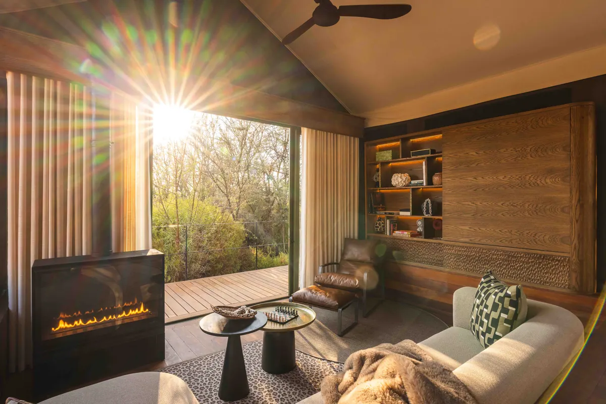Sunlight streaming into the suite lounge